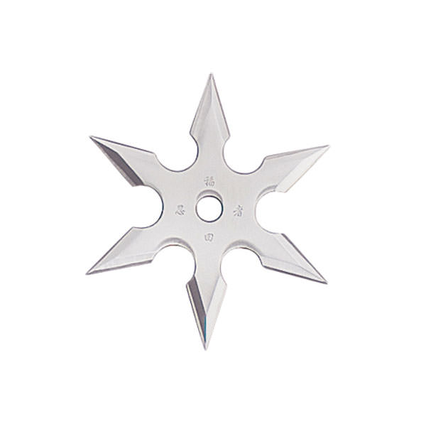 Silver Stainless Steel 6-Point Shuriken Anime Ninja Throwing Star - 2.75" Diameter - Tophatter's Army Products & Self Defense Collectible Weapons - Tophatter Daily Deals